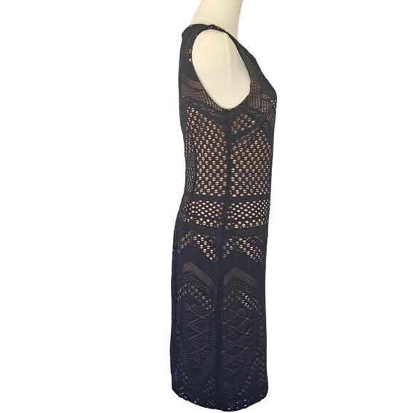 CACHE Black Lace Stretch Pencil Dress Size 6 Sleeveless Cocktail Party - Picture 4 of 8